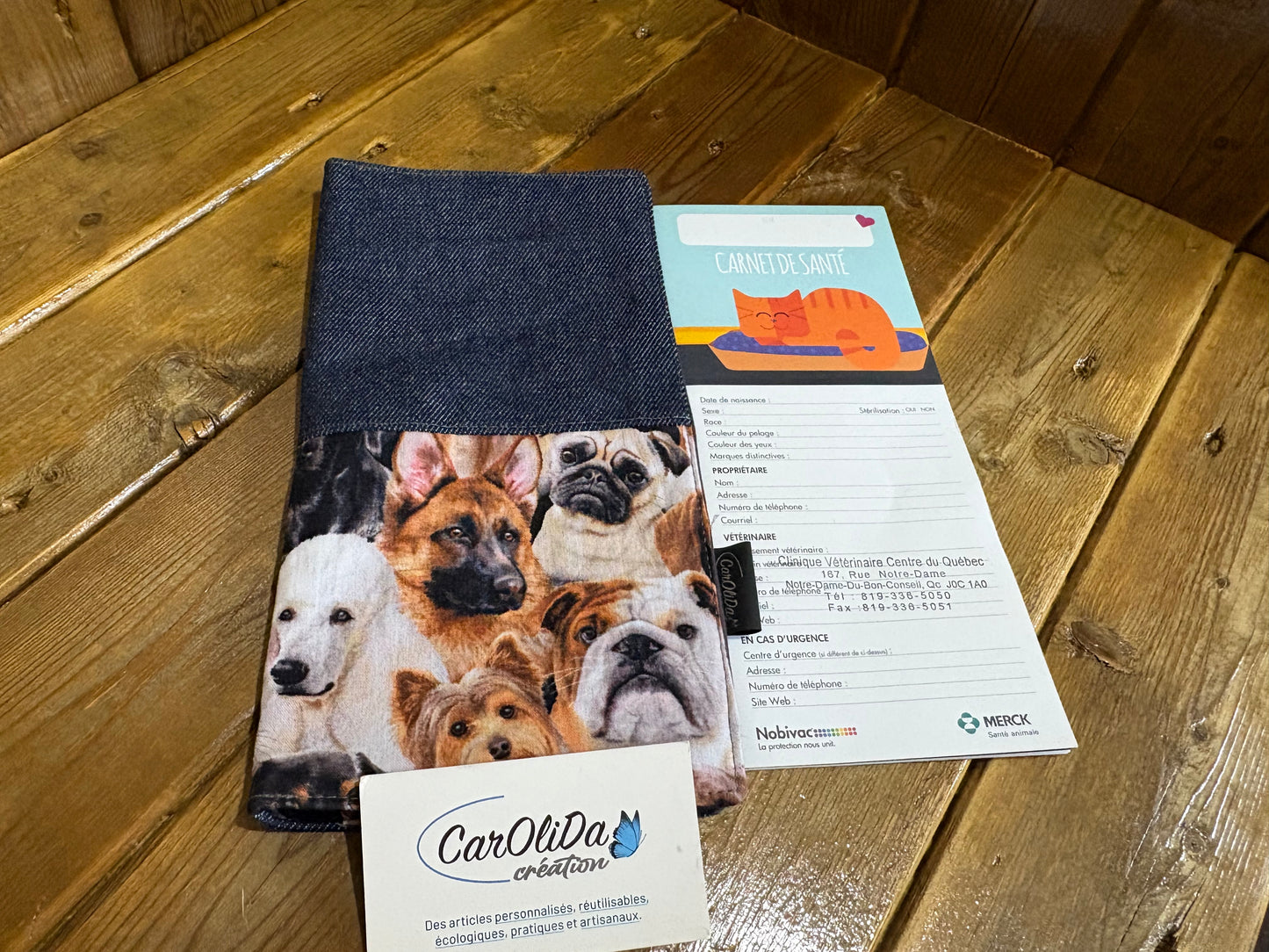 Protège carnet chien/gris
