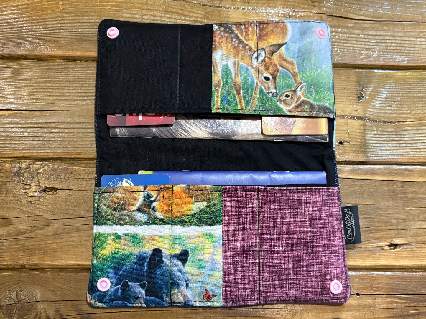 Protège carnet santé Animaux sauvages (Ours/ Rose et noir)