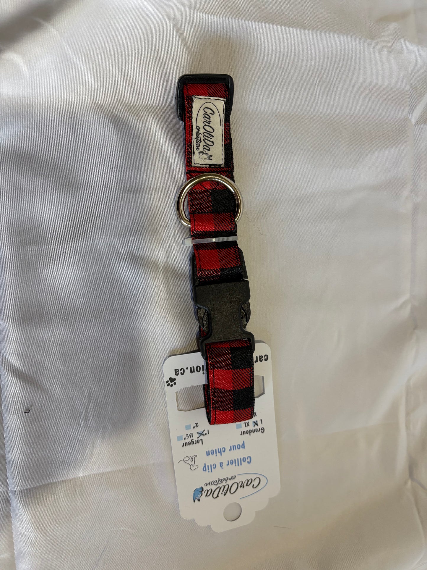 Collier à clip - Carreauté Rouge et Noir L