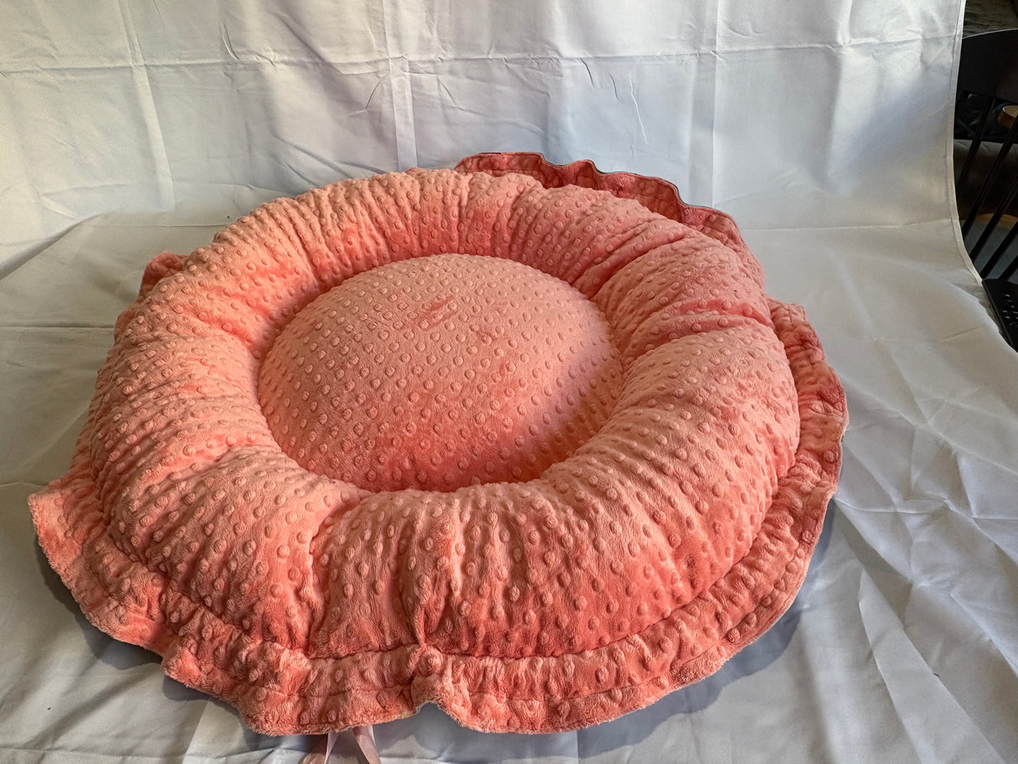 Lit pour chat rond Melon d’eau/Minky