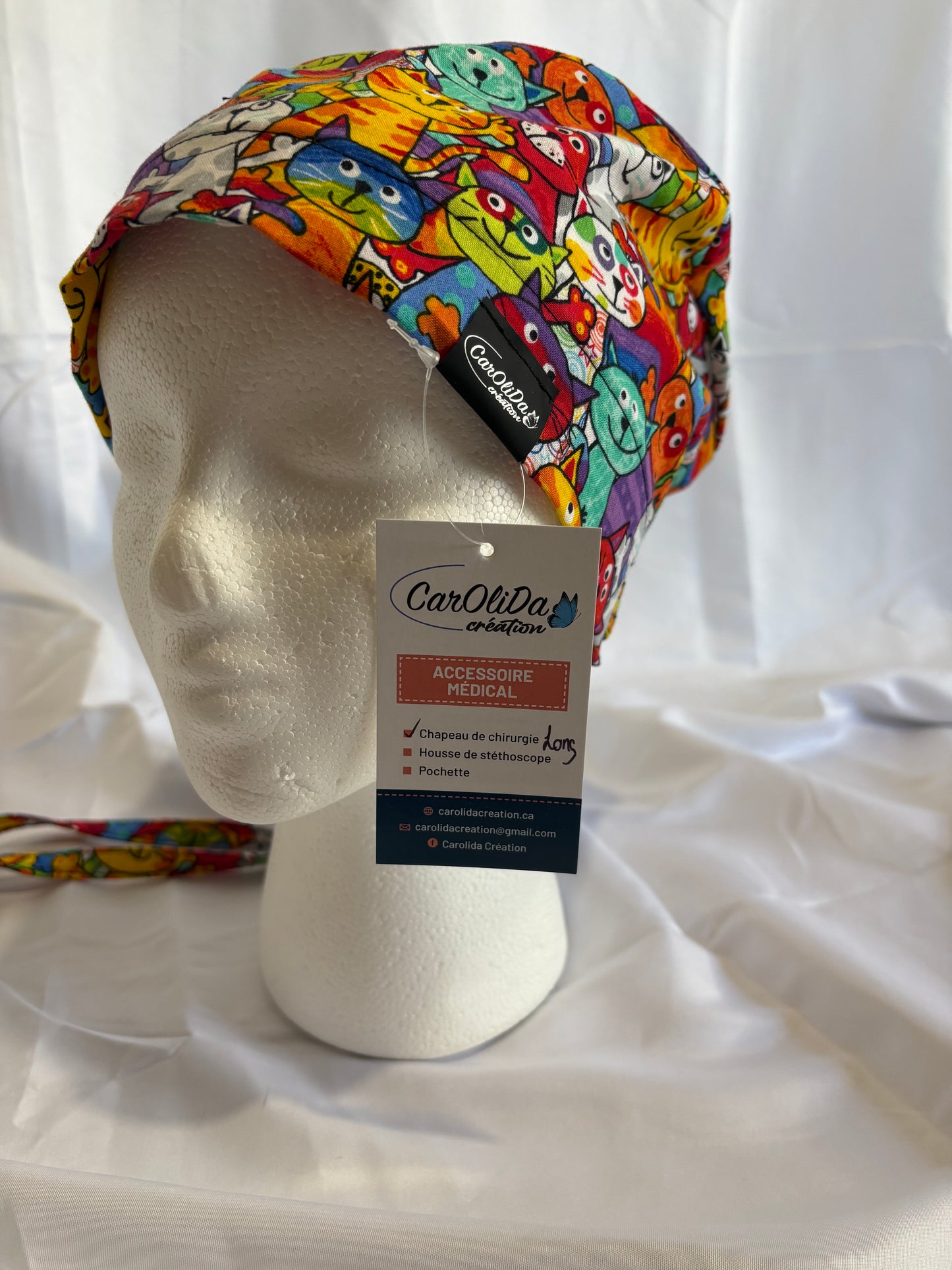 Chapeau de chirurgie - Chat coloré