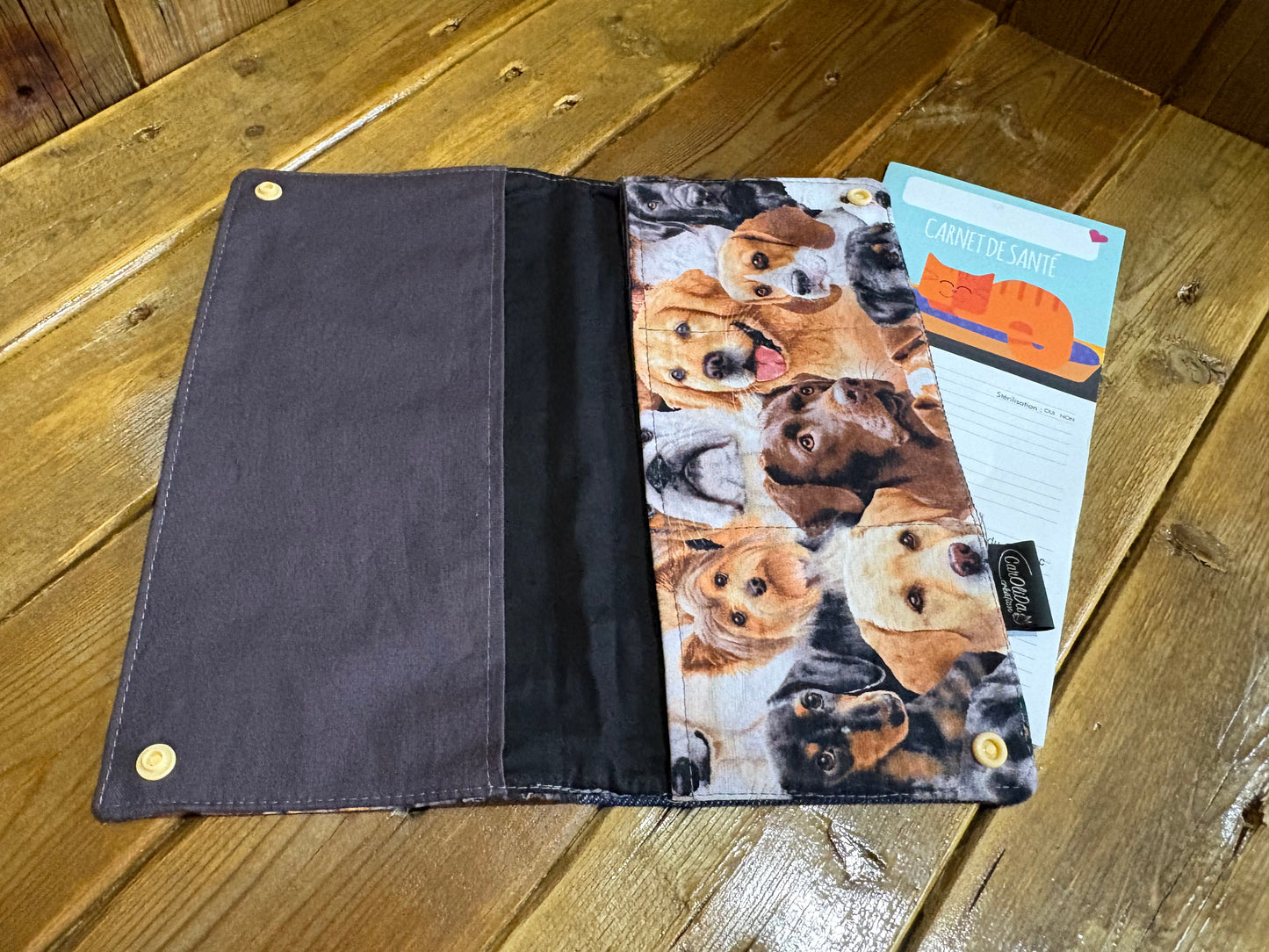 Protège carnet chien/gris
