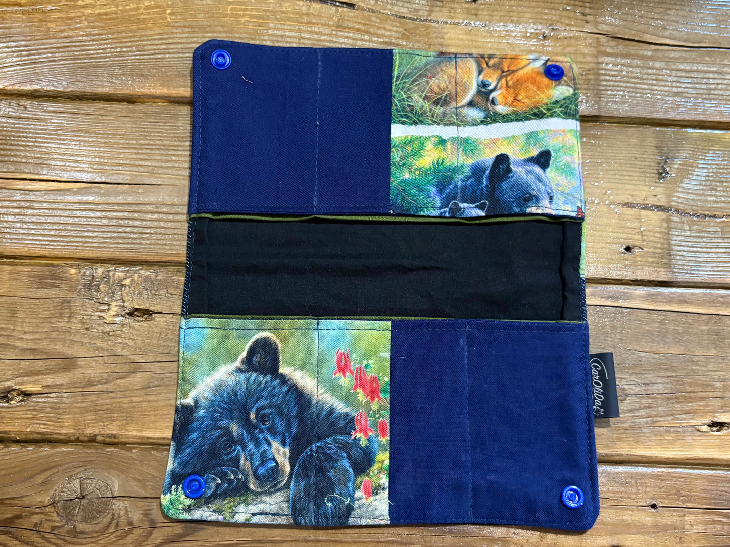 Protège carnet santé Animaux sauvages (ours/bleu marin)