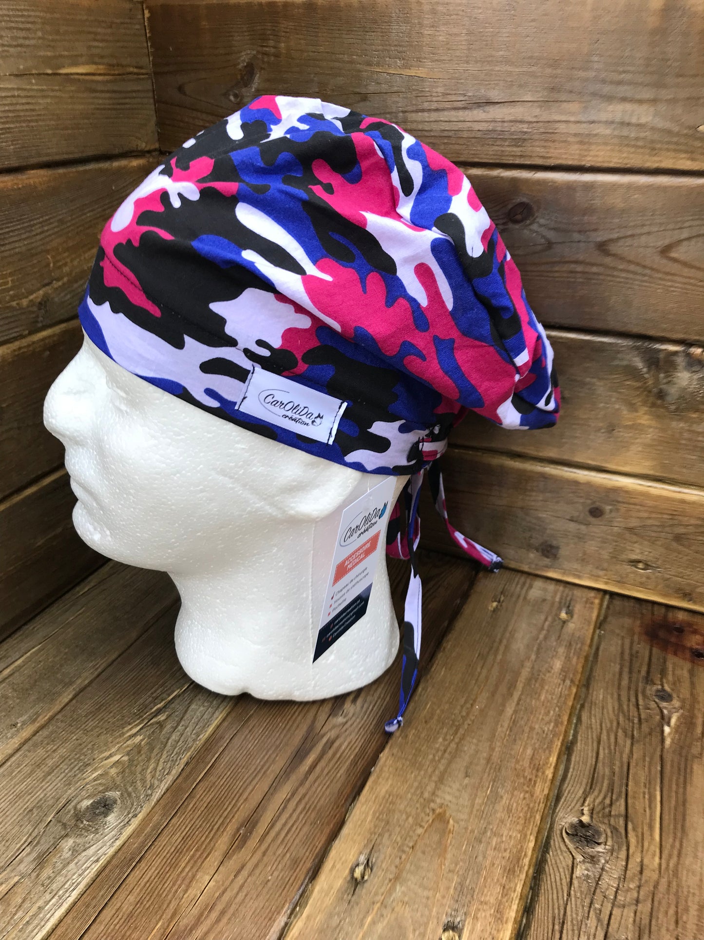 Chapeau chirurgie-camouflage mauve