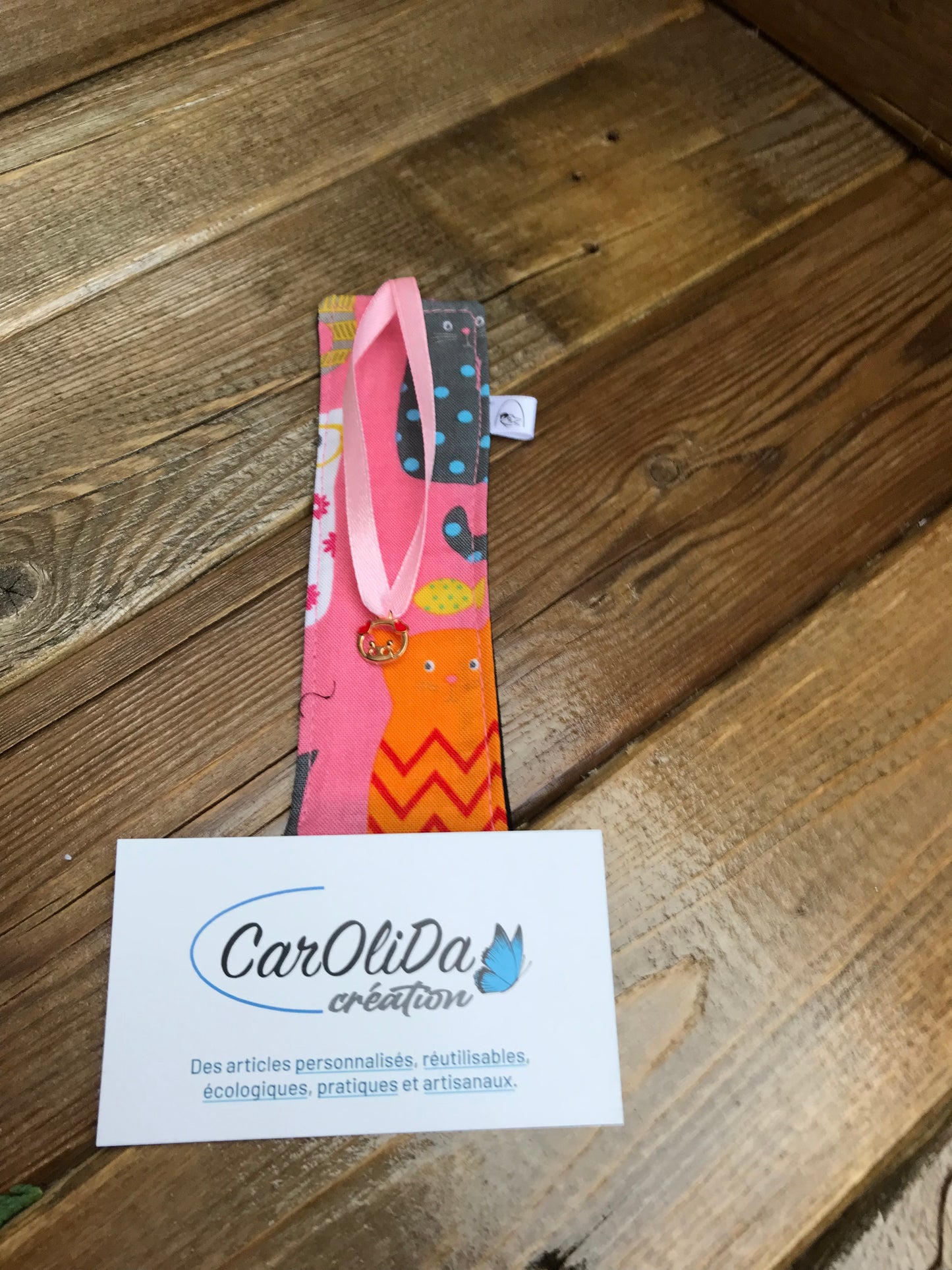 Marque page Chat rose