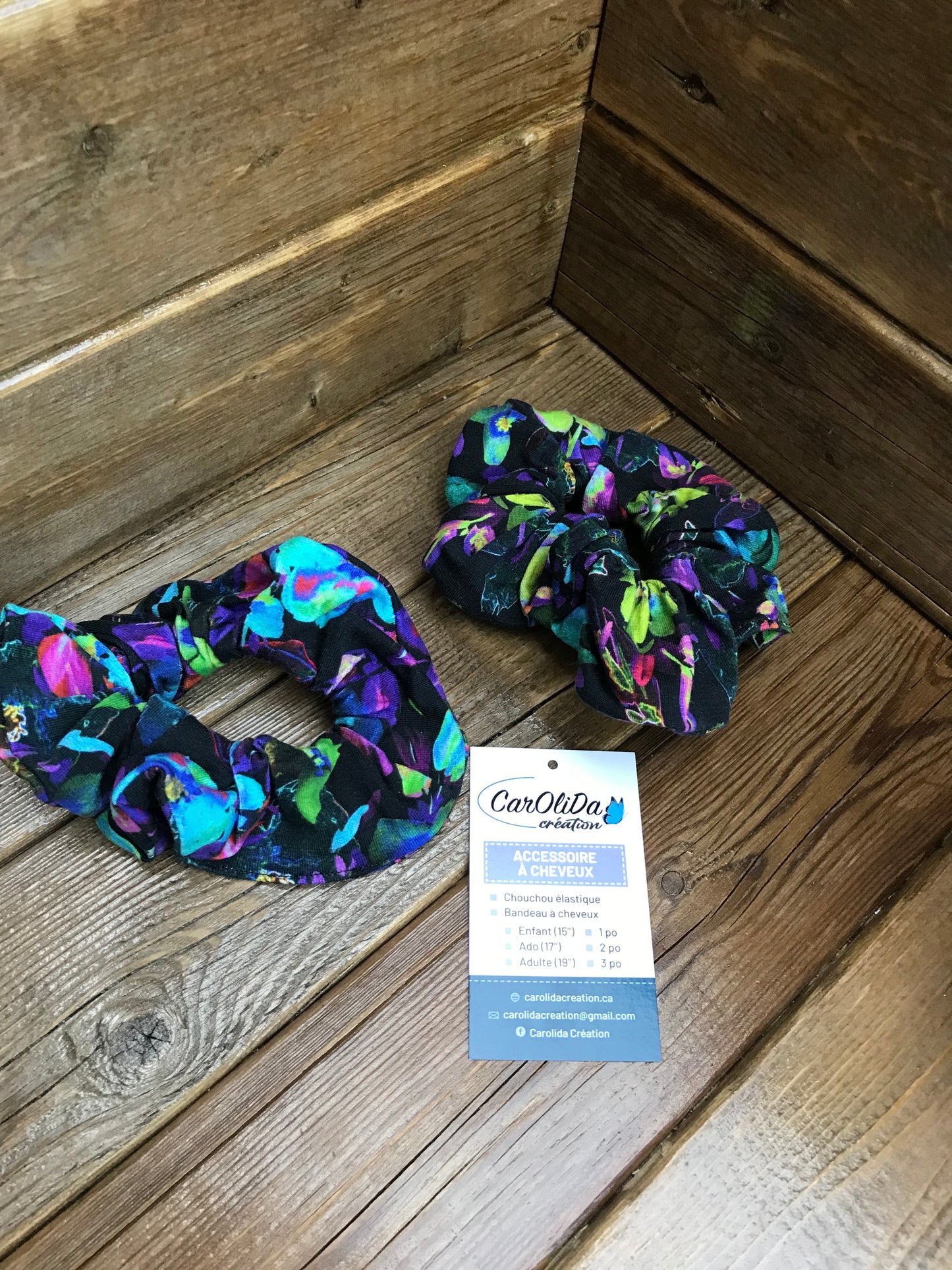 Chouchou élastiques fleurs colorées