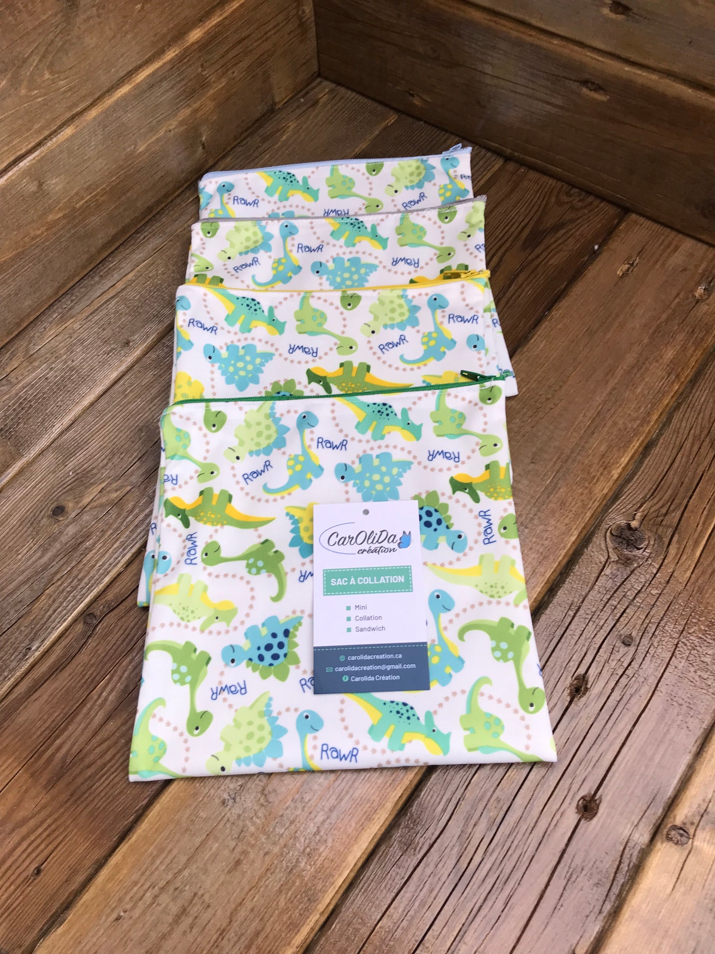 Sac réutilisable Format sandwich-dinosaure