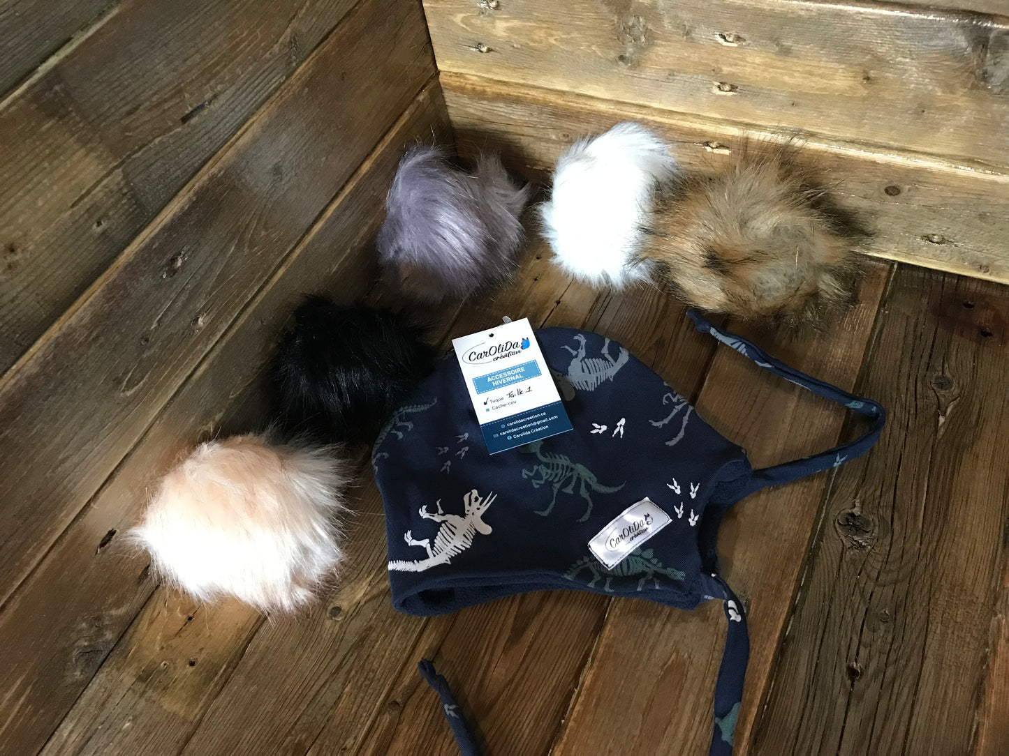 Tuque doublée avec micro polar -Dinosaure Taille 1