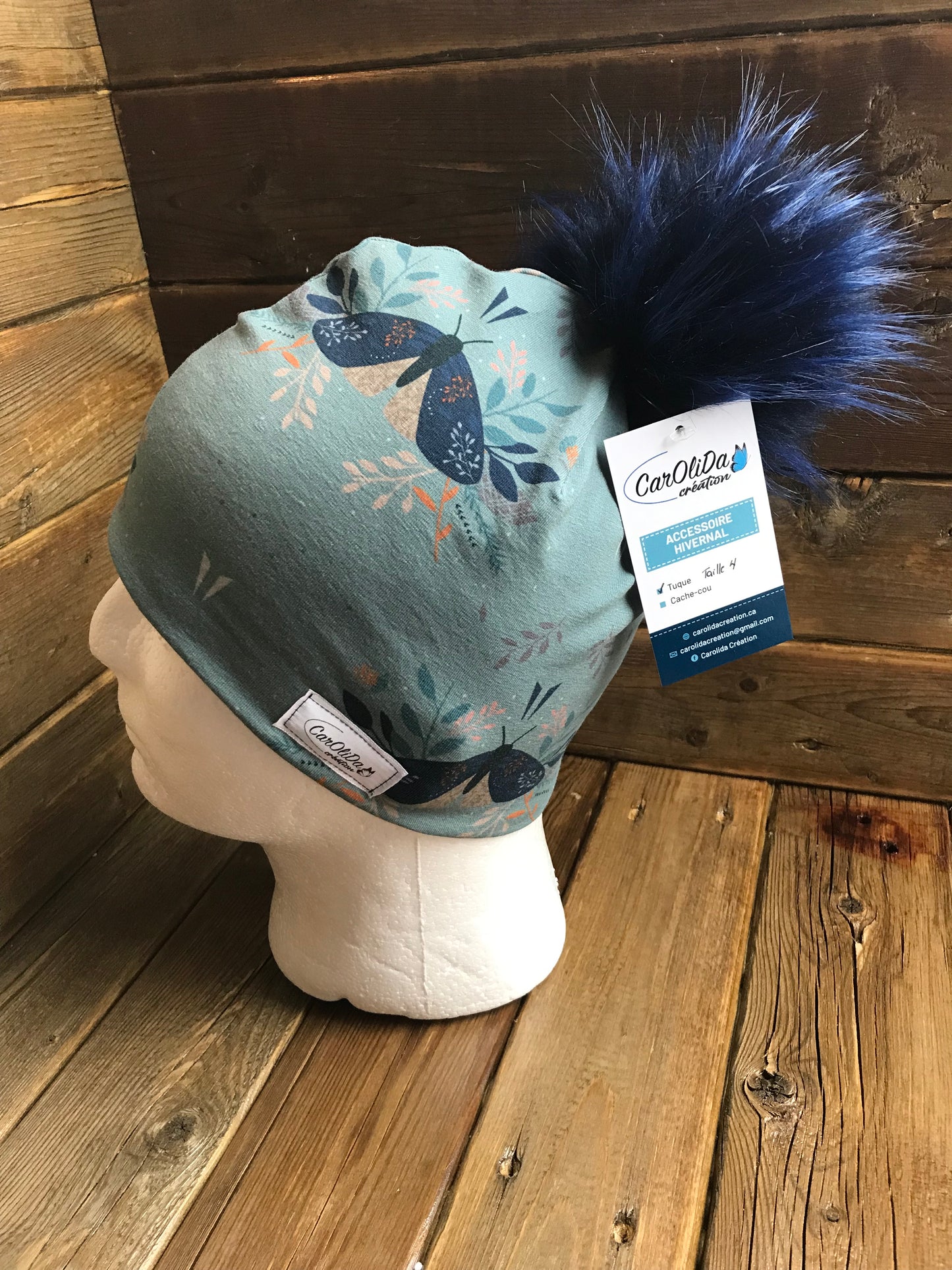 Tuque doublée avec micro polar - Papillon Taille 4