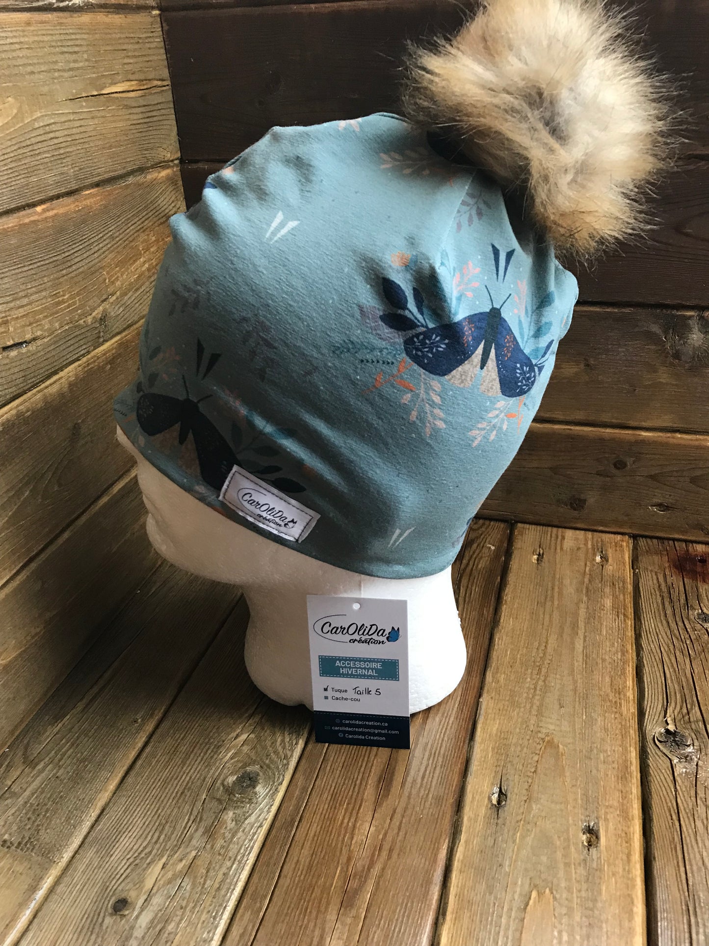Tuque doublée avec micro polar - Papillon Taille 5