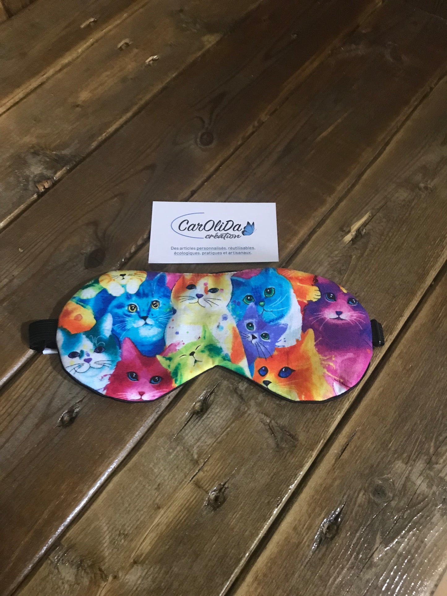 Masque de sommeil - Chat coloré