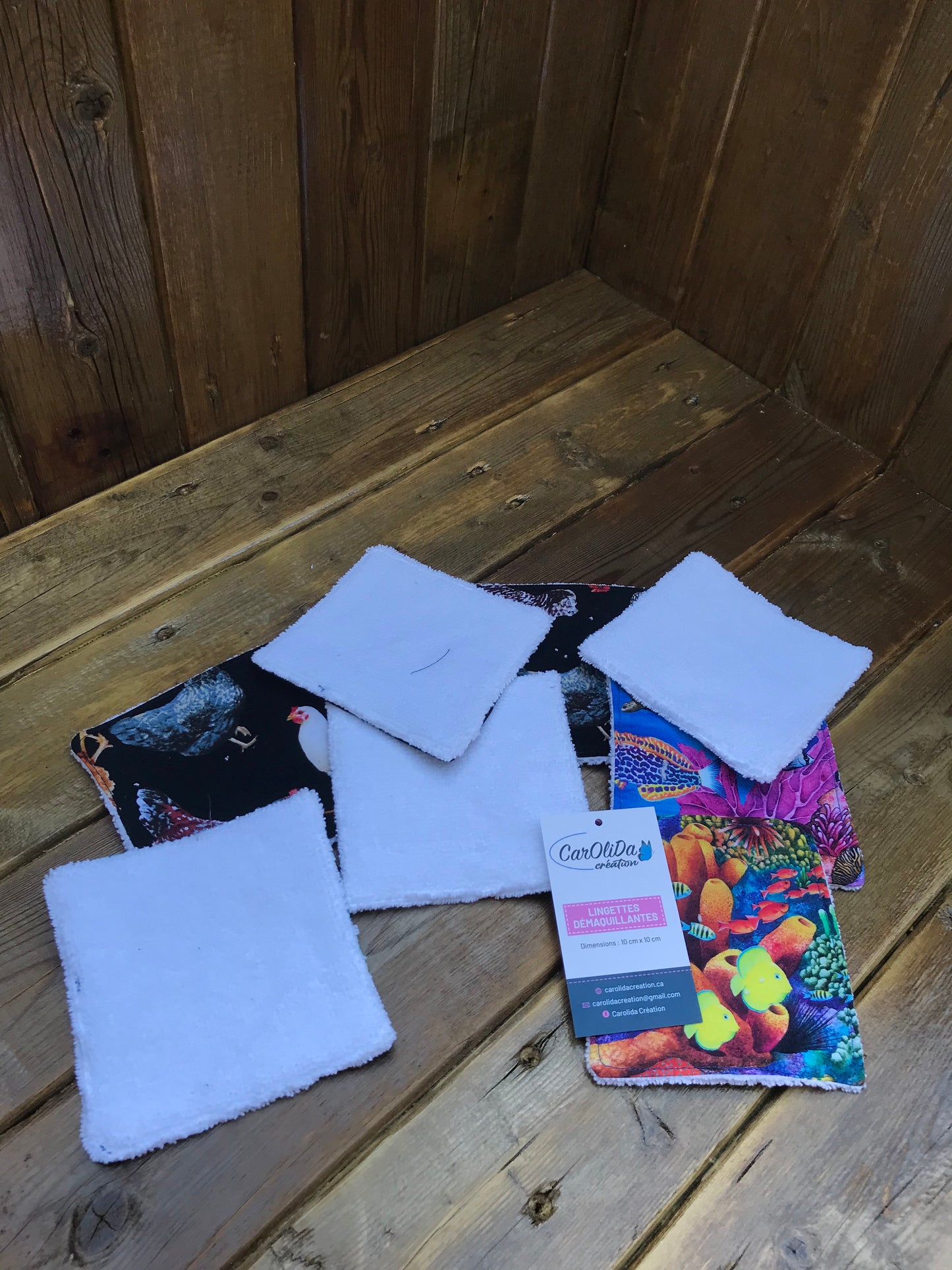 Lingette démaquillante poule et poisson