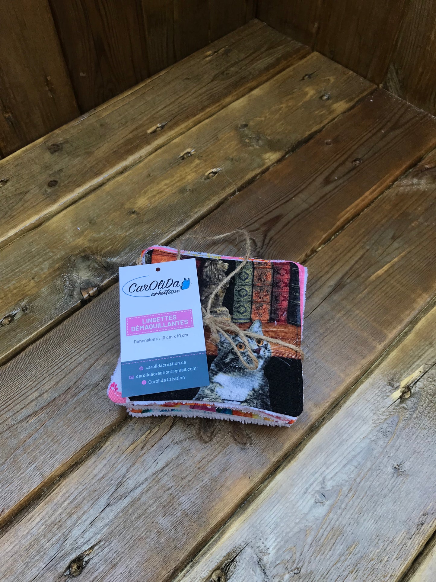 Lingette démaquillante chat coloré