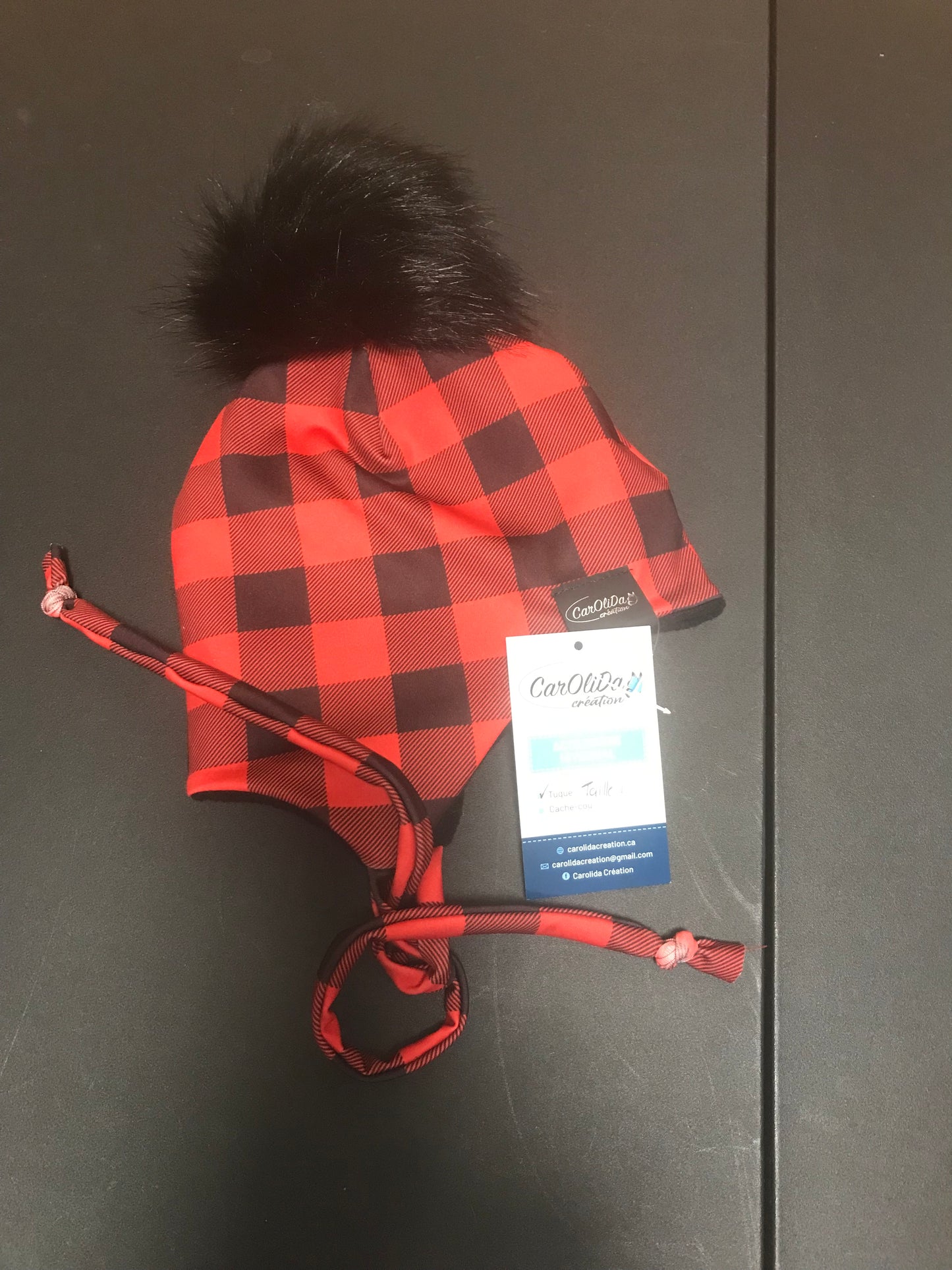 Tuque doublée avec micropolar - Carreauté- Taille 1