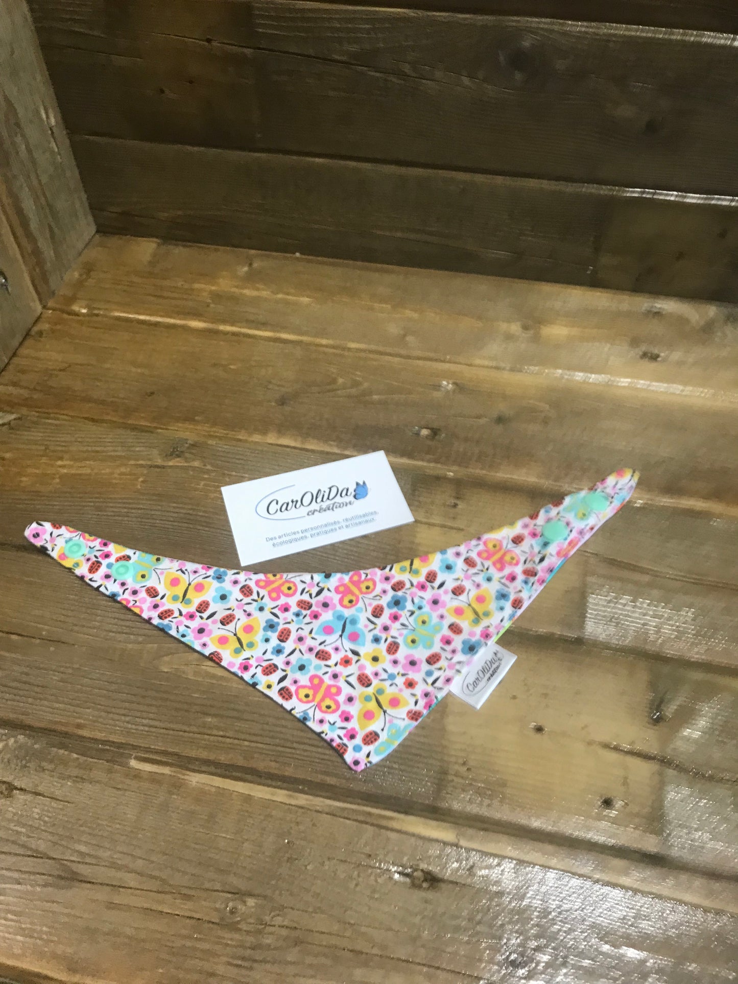 Reversible snap bandana-pink and butterfly cat/XS-small