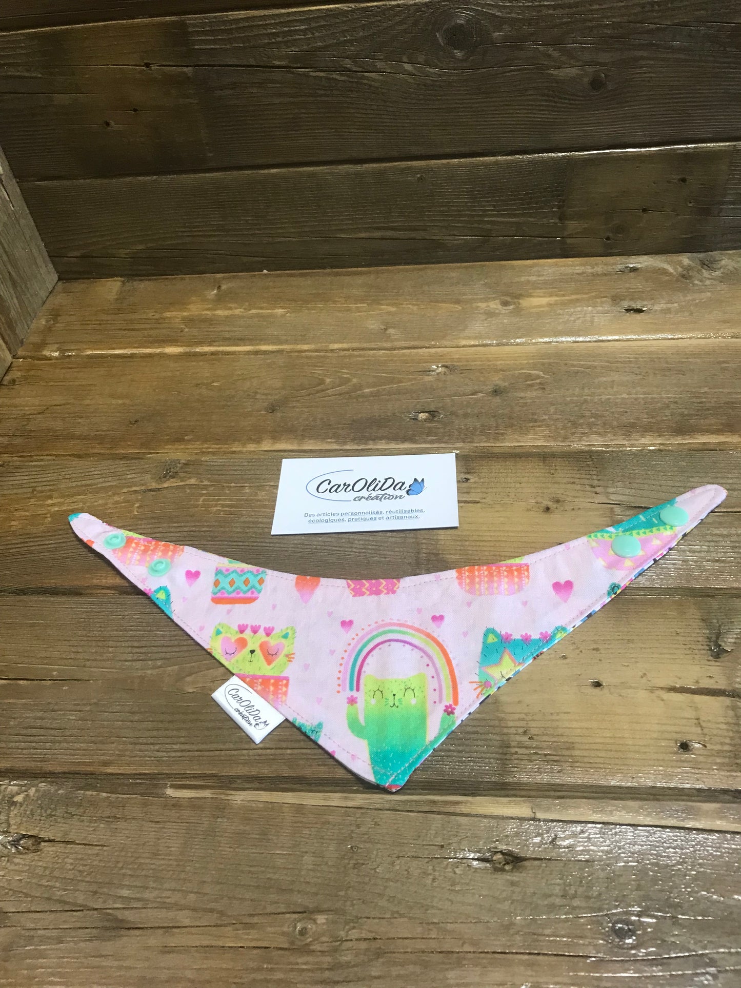 Reversible snap bandana-pink and butterfly cat/XS-small