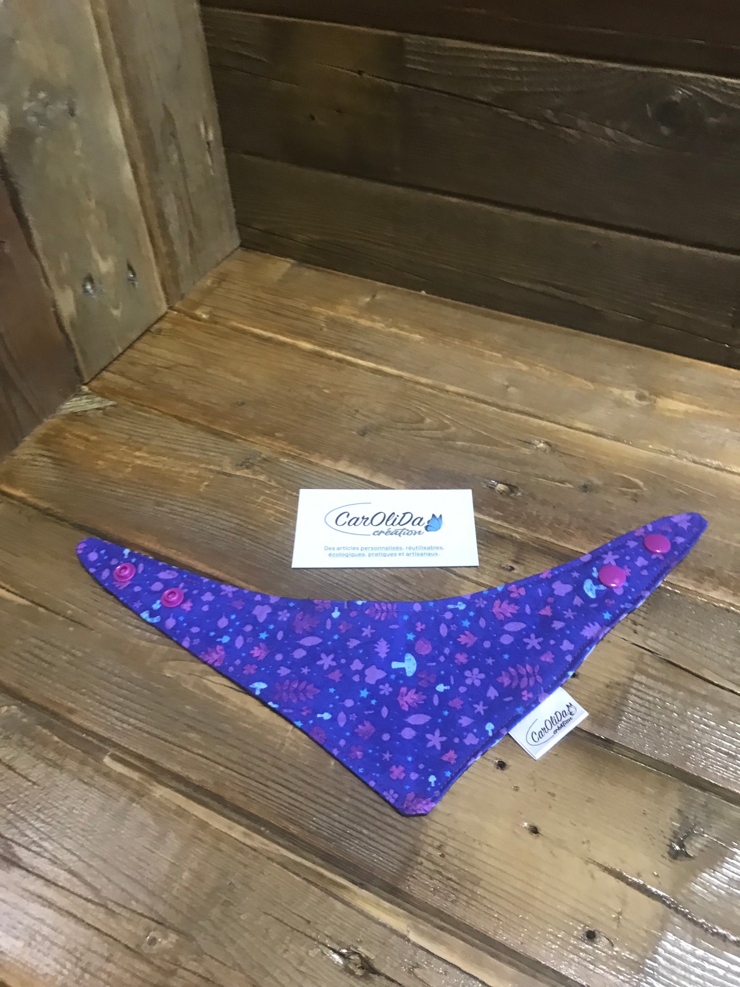 Bandana à snap réversible- tigré et champignon/XS