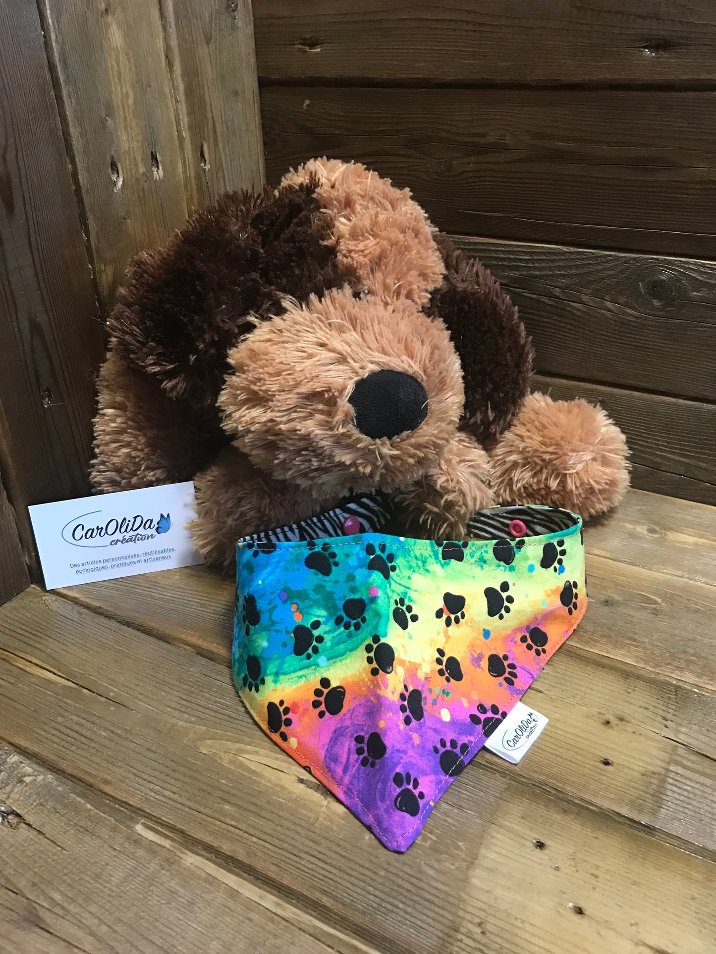 Bandana with reversible snap-colorful and colorful/Small-Medium