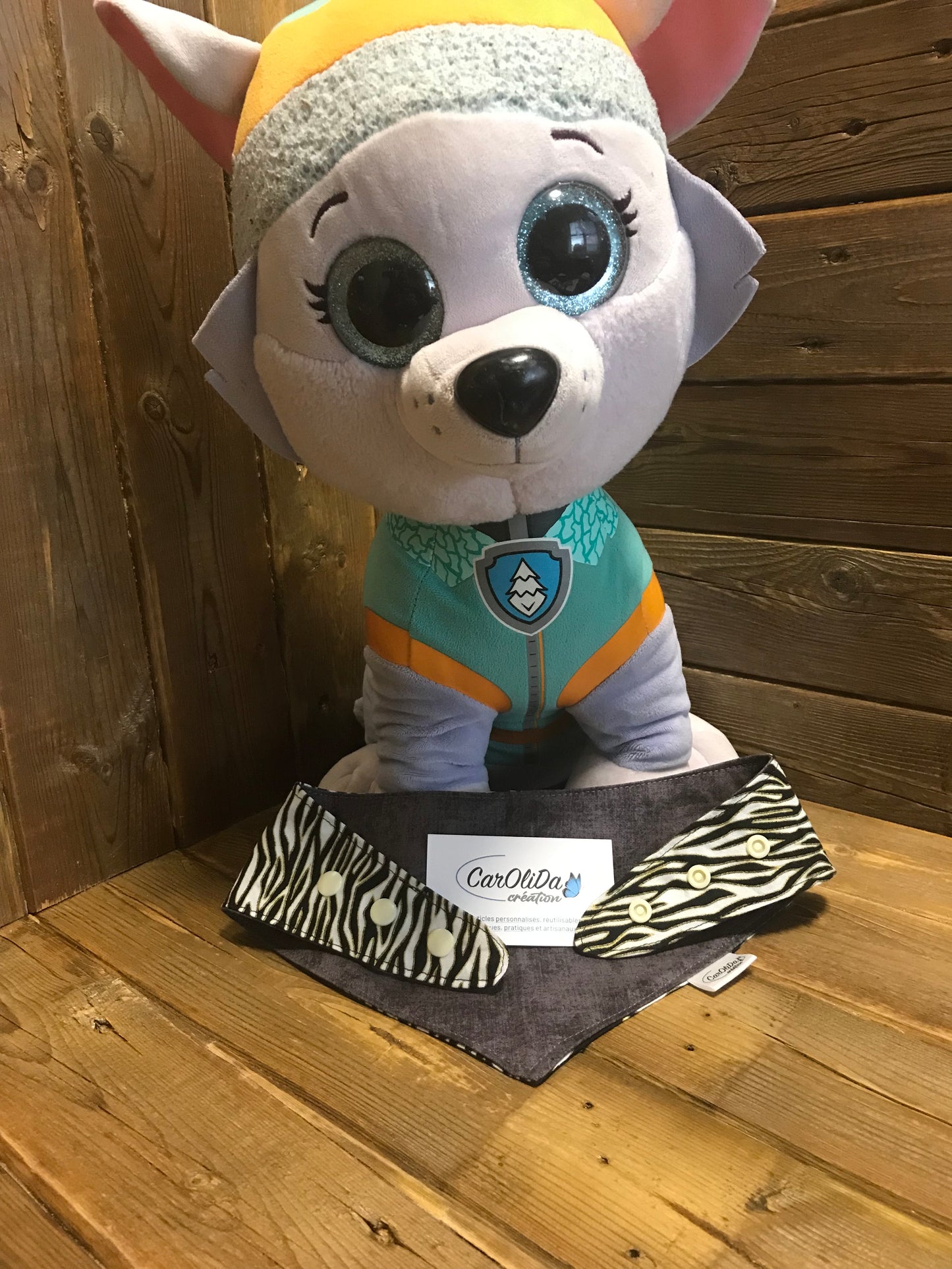 Bandana à snap réversible- tigré et gris/Petit/large