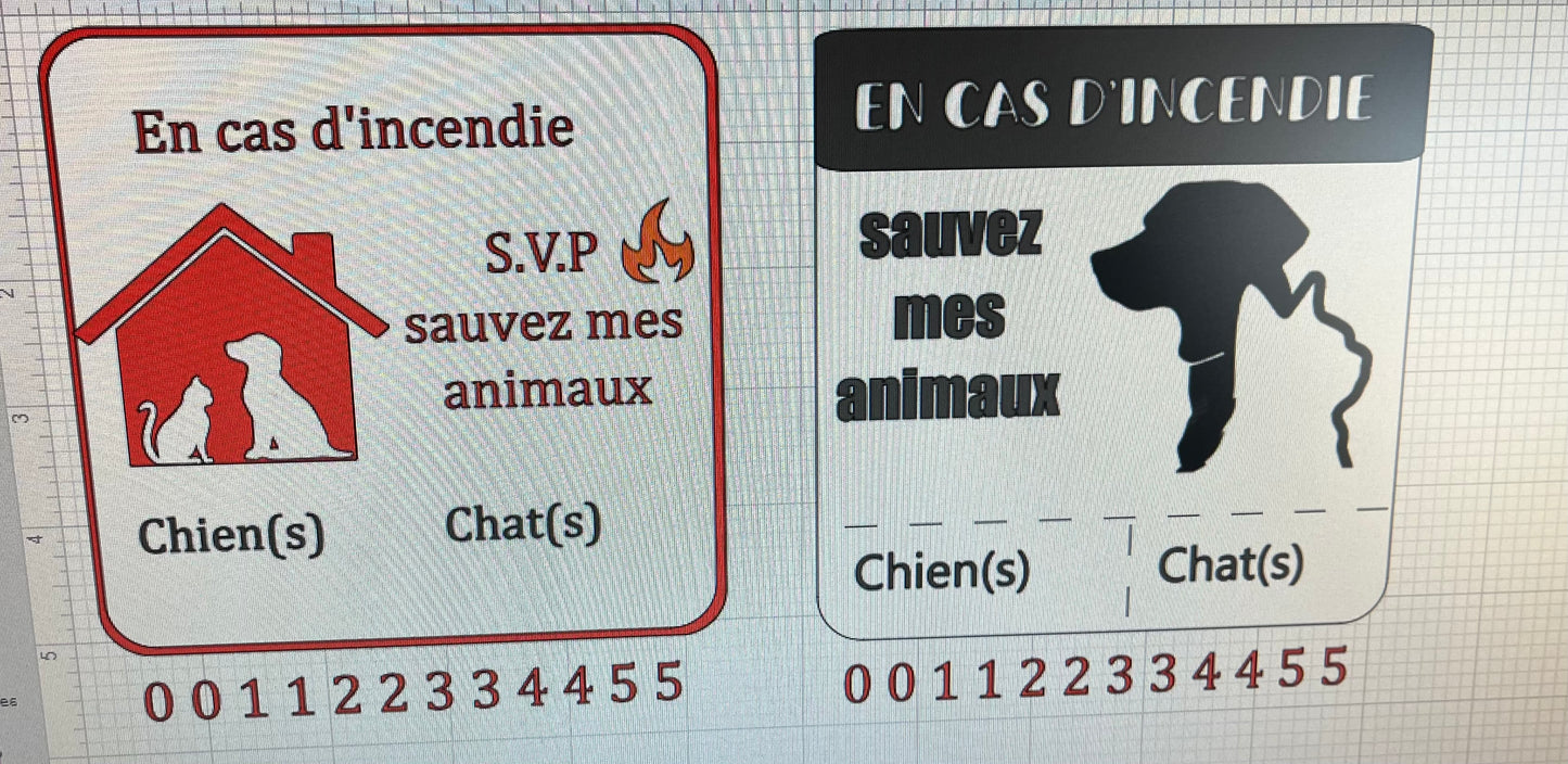 Autocollant sauvez mes animaux en cas d’incendie!