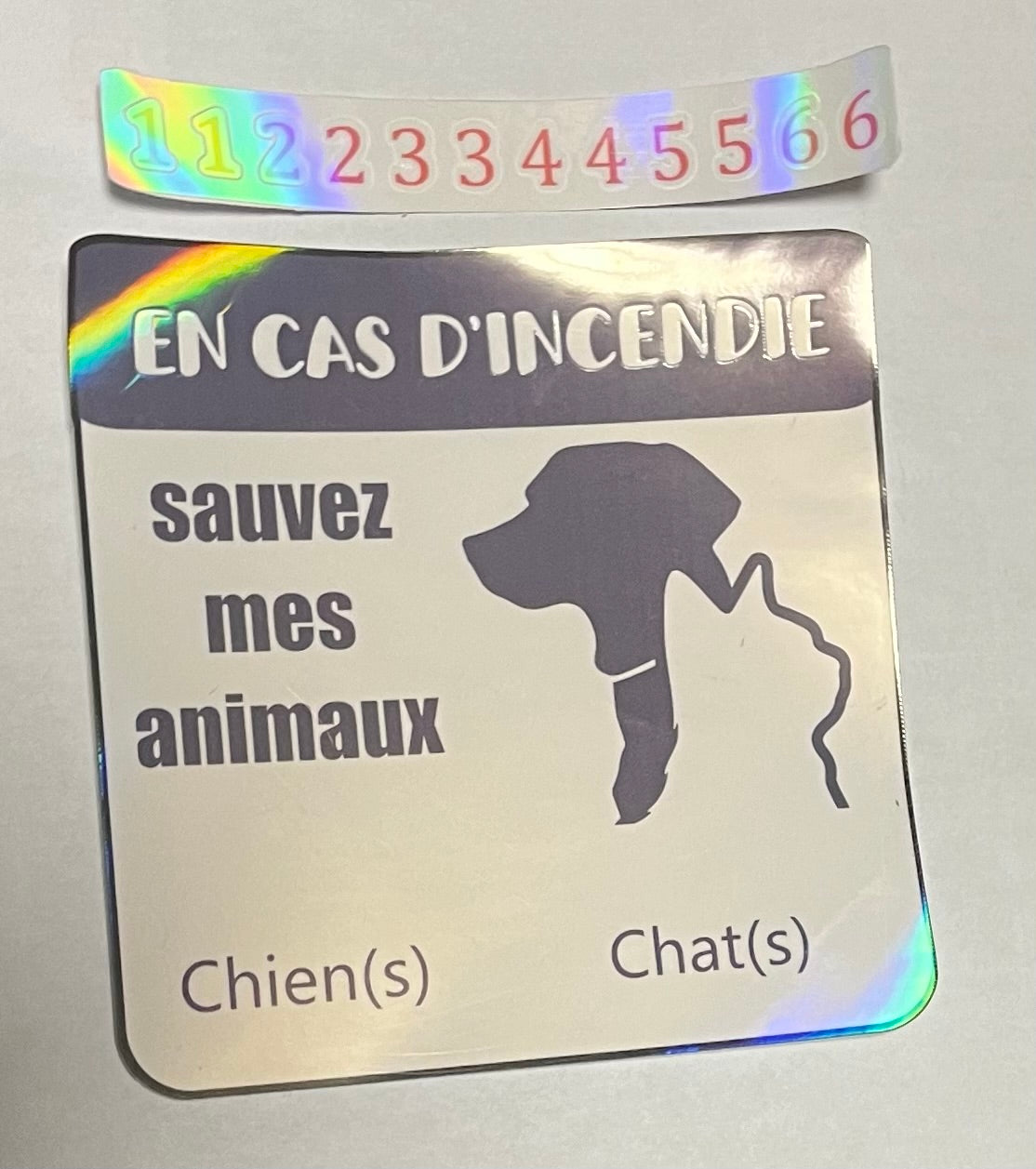 Autocollant sauvez mes animaux en cas d’incendie!