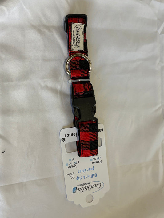 Collier à clip - Carreauté Rouge et Noir L