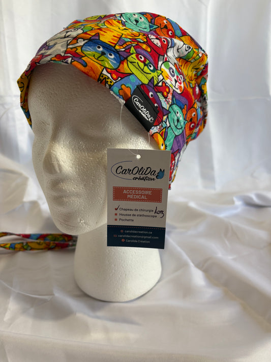 Chapeau de chirurgie - Chat coloré