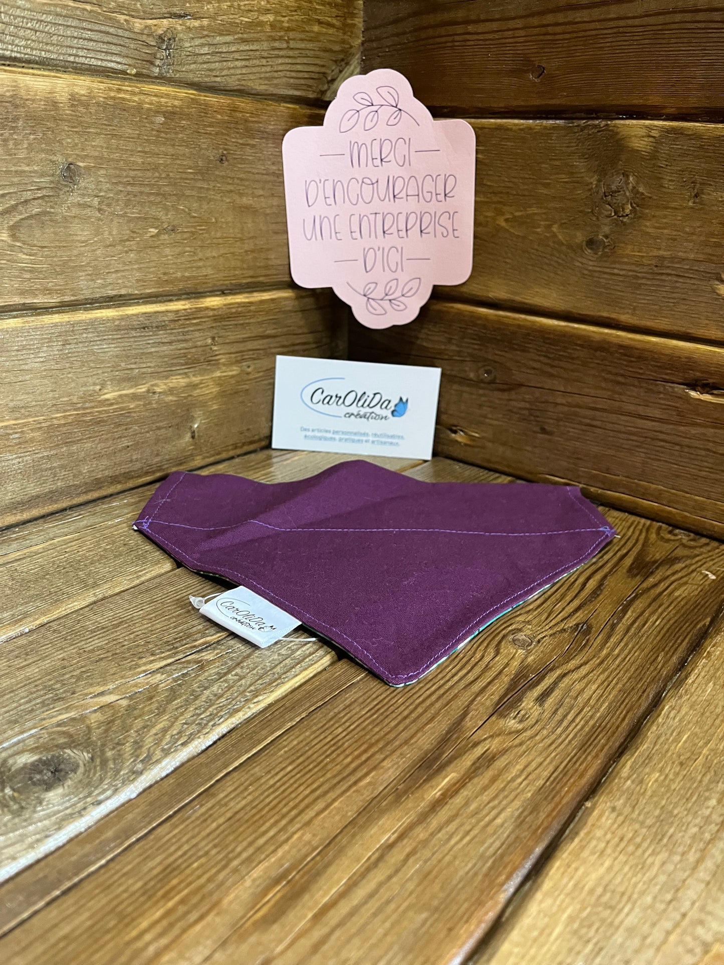 Bandana pour collier réversible - Patte/mauve XS