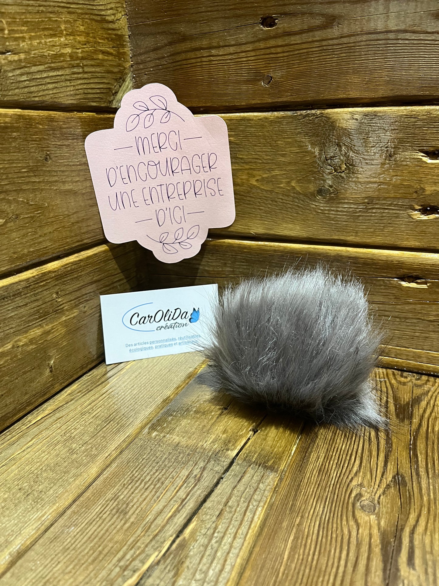 Fox faux fur pompom - Gray