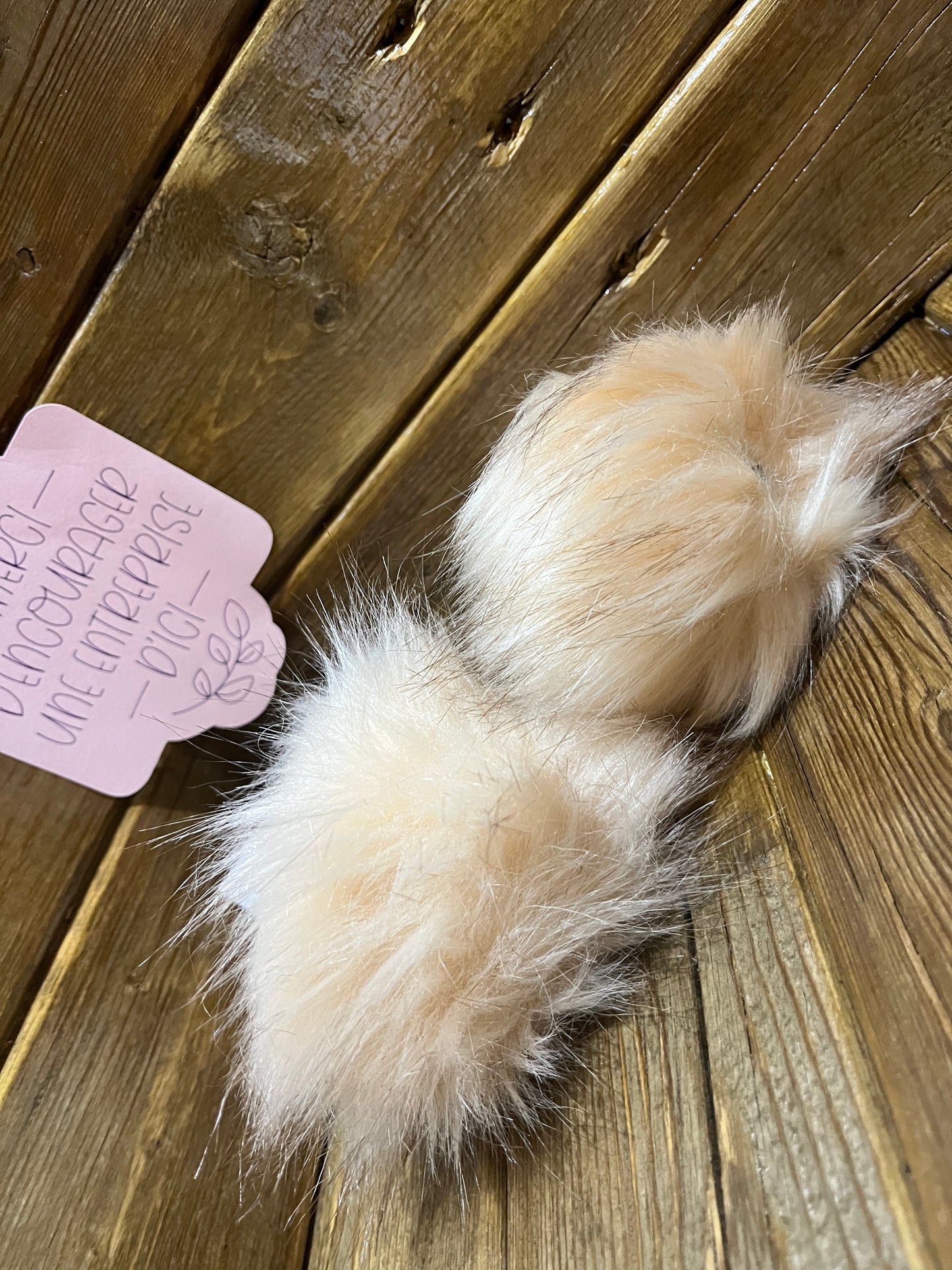 Faux fox fur pompom - Beige