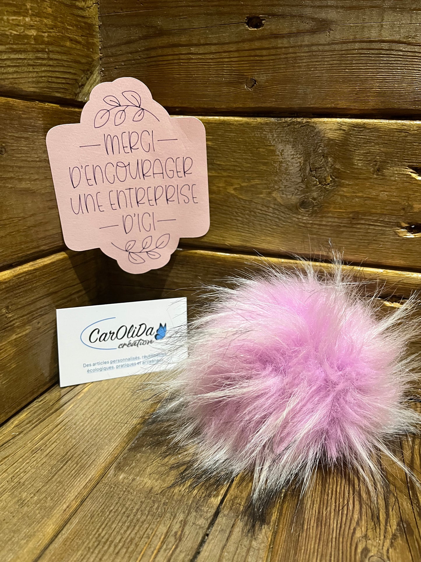 Raccoon faux fur pompom - Pink/purple