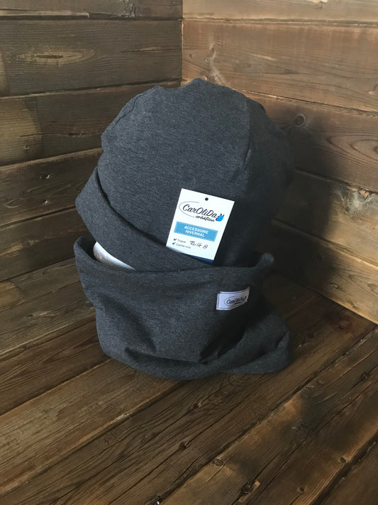 Kit tuque doublée avec micro polar gris- Taille 8